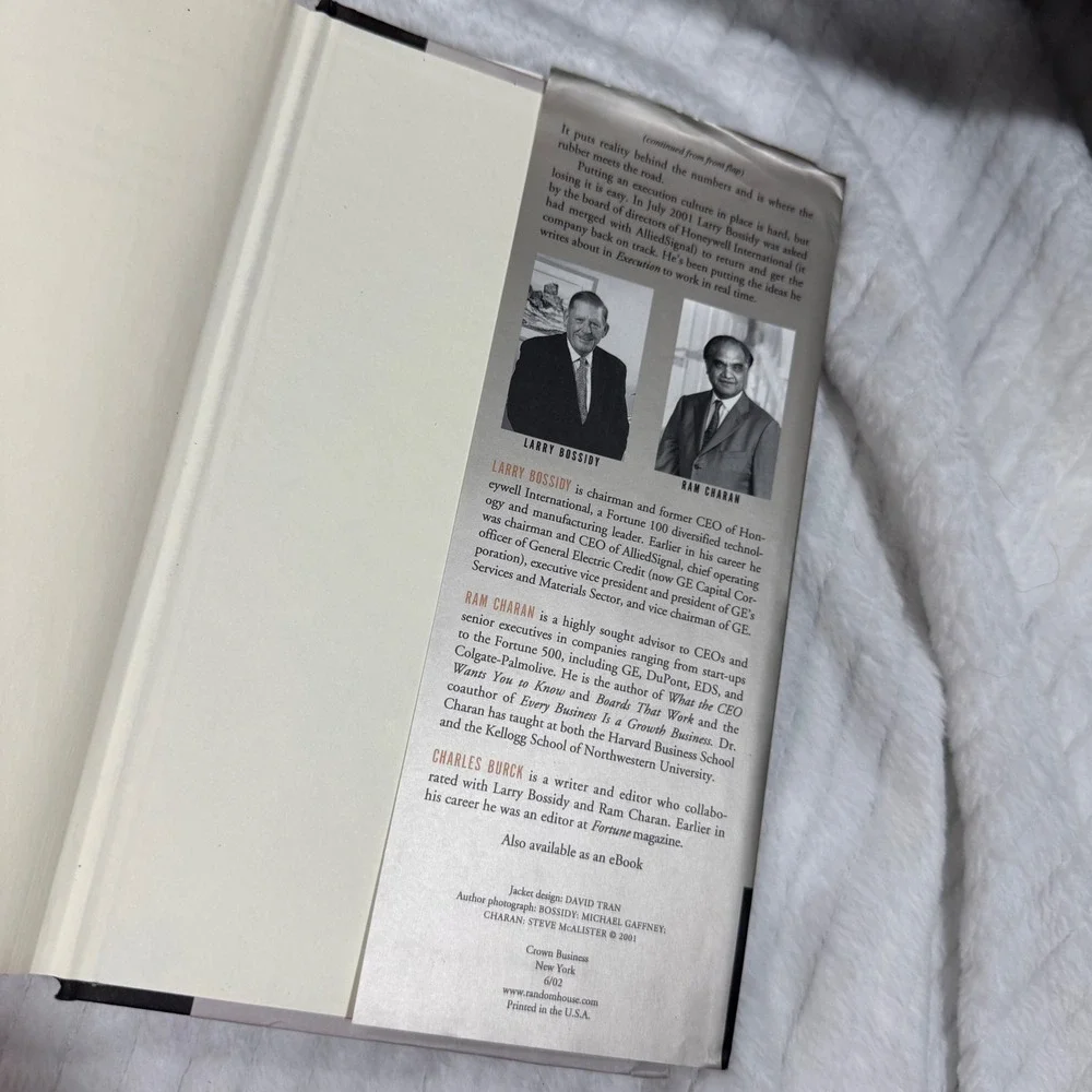 Execution The Discipline of Getting Things Done Larry Bossidy Hardcover Book